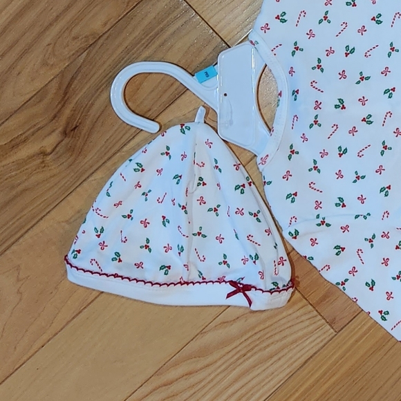 NWT Little Me Baby Christmas Candy Cane Long Sleeve Footie & Hat Size 6 Months - Picture 3 of 6